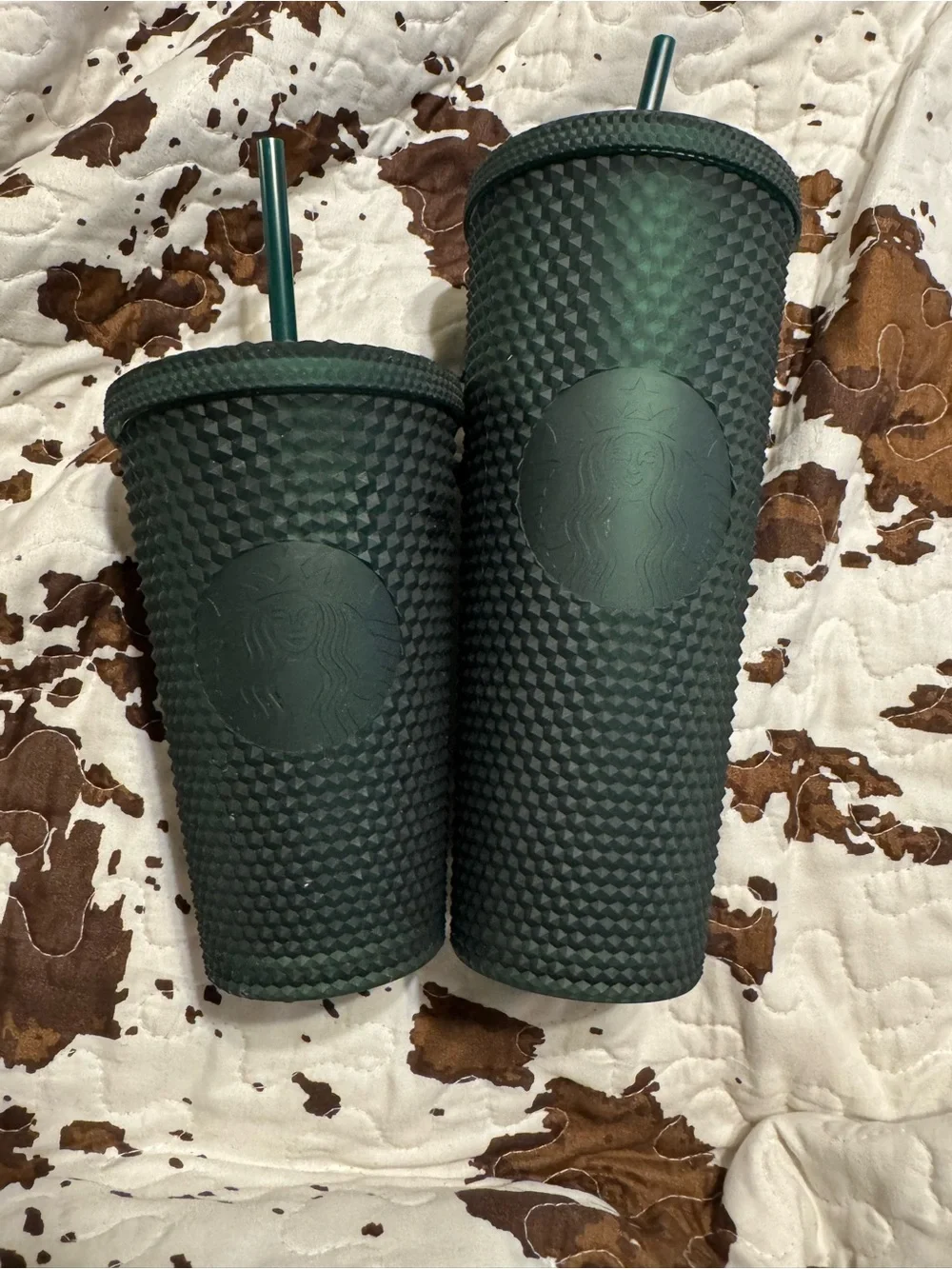 Starbucks Dark Green Studded Reusable Tumblers with Straw Venti & Grande